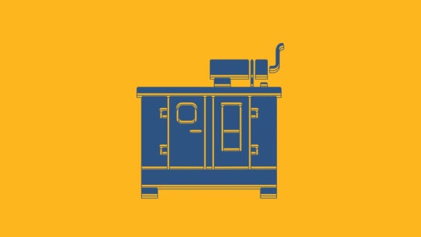 Icona Generatore Diesel Blu Isolato Sfondo Arancione Generatore Energia Industriale — Video Stock