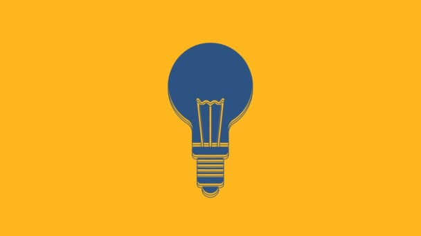 Blue Light Bulb Concept Idea Icon Isolated Orange Background Energy — Stok video