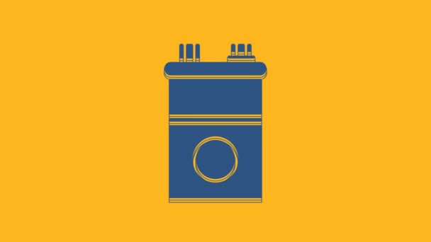 Blue Car Battery Icon Isolated Orange Background Accumulator Battery Energy — Vídeos de Stock