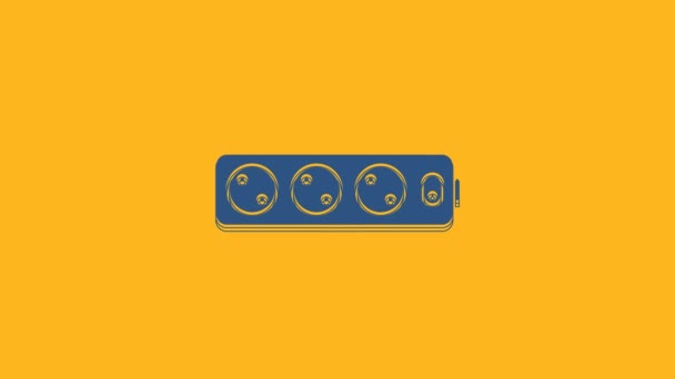 Modrá Elektrická Prodlužovací Kabel Ikona Izolované Oranžovém Pozadí Napájecí Zásuvka — Stock video