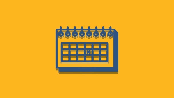 Icona Del Calendario Blu Isolato Sfondo Arancione Data Scadenza Animazione — Video Stock