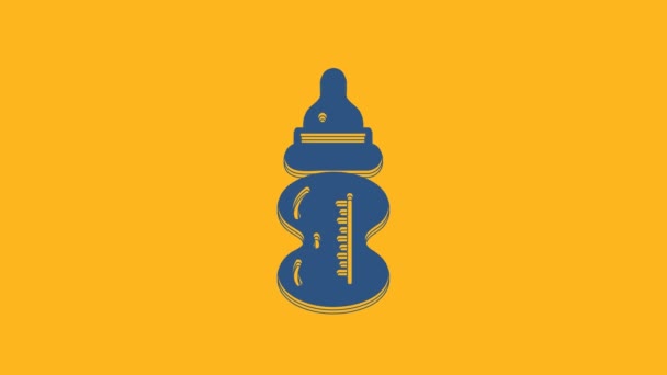 Blue Baby Bottle Icon Isolated Orange Background Feeding Bottle Icon — Stock Video