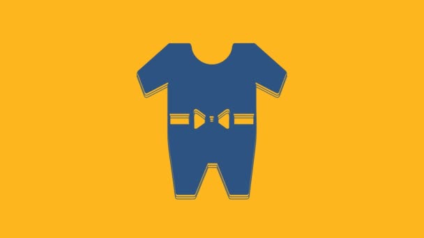 Niebieski Baby Ubrania Ikona Izolowane Pomarańczowym Tle Odzież Dziecięca Dla — Wideo stockowe