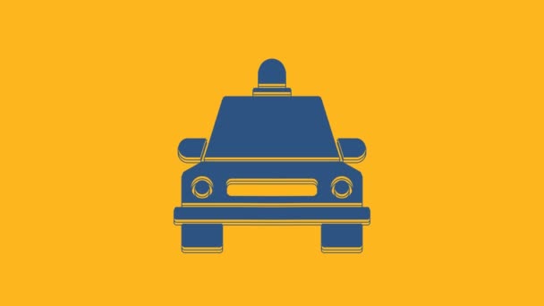 Blue Taxi Car Icon Isolated Orange Background Video Motion Graphic — Video Stock