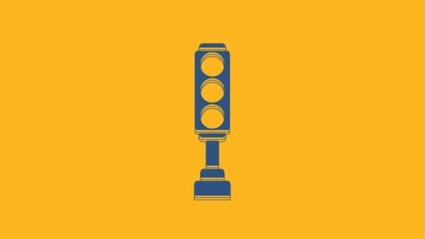 Blue Traffic Light Icon Isolated Orange Background Video Motion Graphic — Vídeos de Stock