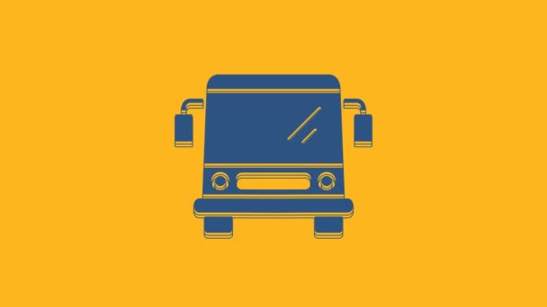Blue Bus Icon Isolated Orange Background Transportation Concept Bus Tour — 图库视频影像
