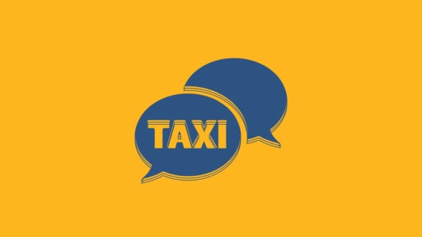 Μπλε Ταξί Κλήση Εικονίδιο Τηλεφωνική Υπηρεσία Απομονωμένη Πορτοκαλί Φόντο Σύμβολο — Αρχείο Βίντεο