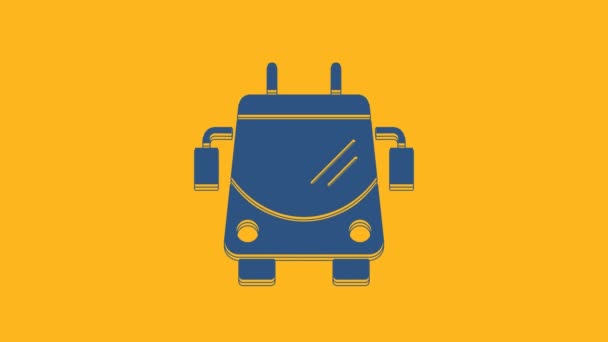 Ícone Azul Trolleybus Isolado Fundo Laranja Símbolo Transporte Público Animação — Vídeo de Stock