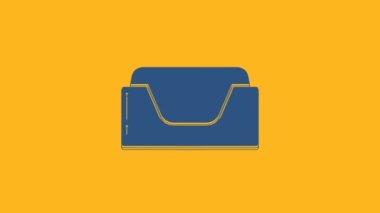 Blue Pet bed icon isolated on orange background. 4K Video motion graphic animation.