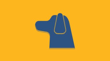 Mavi Köpek simgesi turuncu arka planda izole edildi. 4K Video hareketli grafik canlandırması.