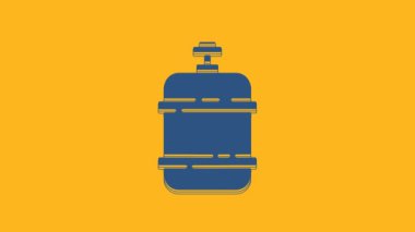 Blue Propane gas tank icon isolated on orange background. Flammable gas tank icon. 4K Video motion graphic animation.