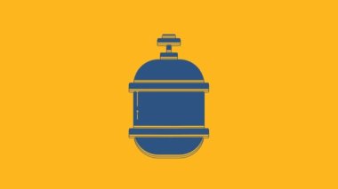 Blue Propane gas tank icon isolated on orange background. Flammable gas tank icon. 4K Video motion graphic animation.
