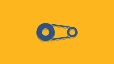 Turuncu arka planda mavi zamanlayıcı çantası simgesi izole edildi. 4K Video hareketli grafik canlandırması.