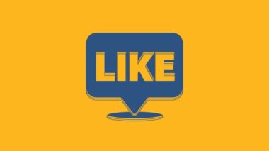 Turuncu arka planda izole edilmiş konuşma balonu ikonu gibi mavi. Karşıt Bildirim Simgesi. Insta 'yı takip et. 4K Video hareketli grafik canlandırması.