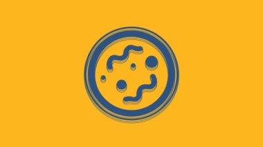 Blue Bacteria icon isolated on orange background. Bacteria and germs, microorganism disease causing, cell cancer, microbe, virus, fungi. 4K Video motion graphic animation.