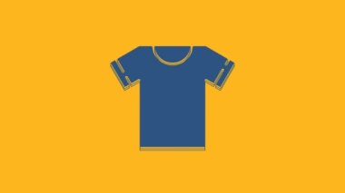 Blue T-shirt icon isolated on orange background. 4K Video motion graphic animation.