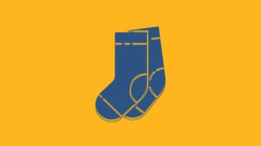 Blue Socks icon isolated on orange background. 4K Video motion graphic animation.