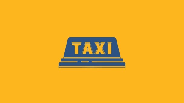 Niebieska Ikona Dachu Samochodu Taxi Odizolowana Pomarańczowym Tle Animacja Graficzna — Wideo stockowe