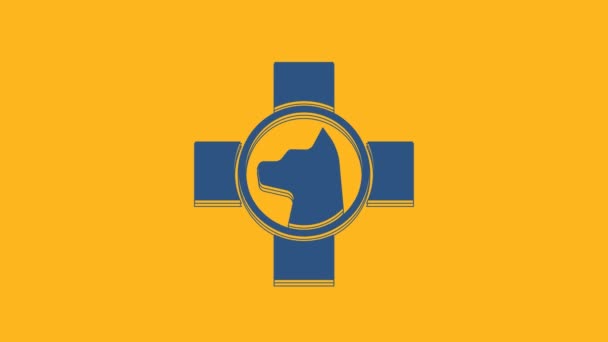 Blue Veterinary Clinic Symbol Icon Isolated Orange Background Cross Dog — Stock Video