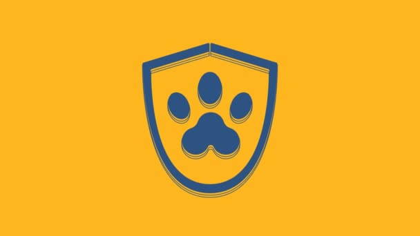 Icono Del Seguro Médico Blue Animal Aislado Sobre Fondo Naranja — Vídeo de stock