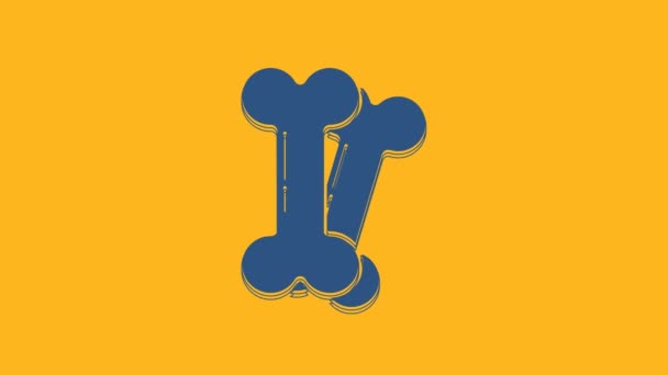 Blue Dog Bone Icon Isolated Orange Background Pets Food Symbol — ストック動画