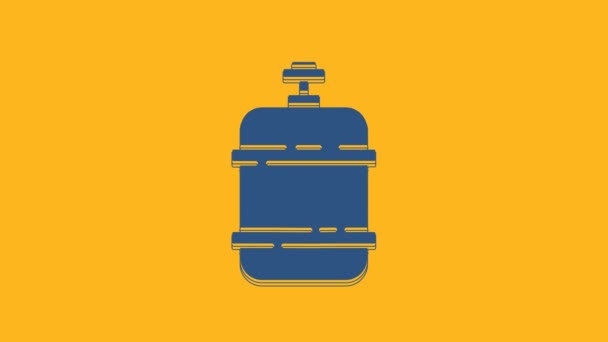 Blue Propane Gas Tank Icon Isolated Orange Background Flammable Gas — Video Stock