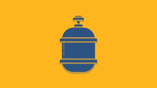 Blue Propane Gas Tank Icon Isolated Orange Background Flammable Gas — Vídeos de Stock