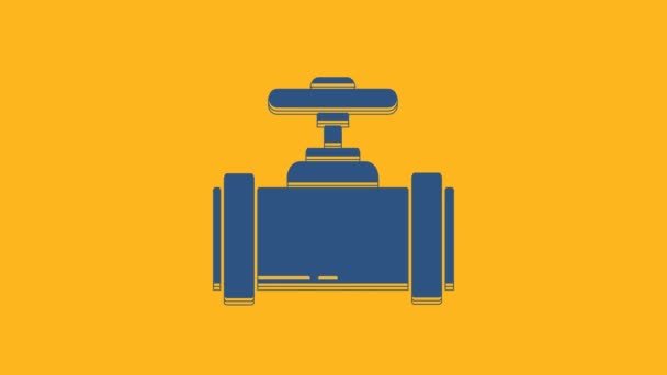 Blue Industry Metallic Pipes Valve Icon Isolated Orange Background Video — Wideo stockowe