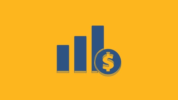 Blue Pie Chart Infographic Dollar Symbol Icon Isolated Orange Background — Vídeos de Stock