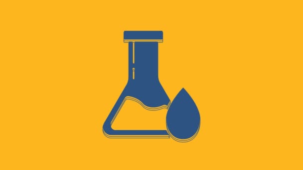Blue Oil Petrol Test Tube Icon Isolated Orange Background Video — Stock video