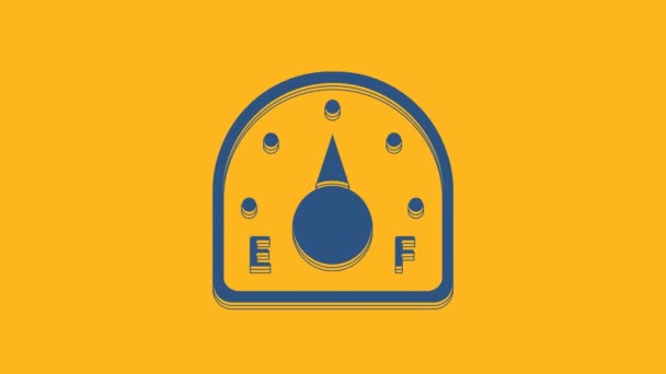 Blue Motor Gas Gauge Icon Isolated Orange Background Empty Fuel — ストック動画