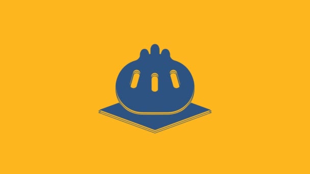 Khinkali Azul Icono Tabla Cortar Aislado Sobre Fondo Naranja Dumpling — Vídeos de Stock