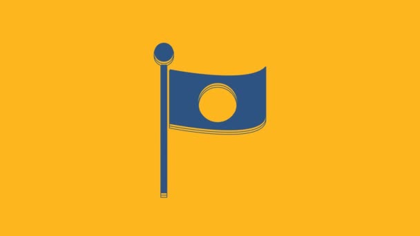 Μπλε Εθνική Σημαία Της Ιαπωνίας Εικονίδιο Πόλου Που Απομονώνεται Πορτοκαλί — Αρχείο Βίντεο