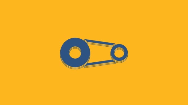 Blue Timing Belt Kit Icon Isolated Orange Background Video Motion — Stockvideo
