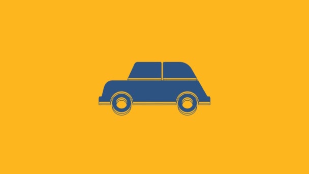 Kék Autó Ikon Elszigetelt Narancs Háttér Videó Mozgás Grafikus Animáció — Stock videók
