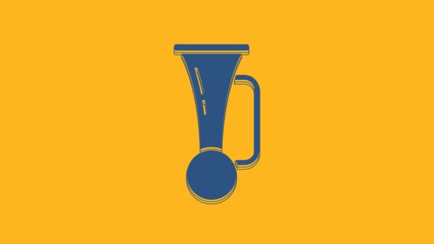 Blue Signal Horn Vehicle Icon Isolated Orange Background Video Motion — 图库视频影像