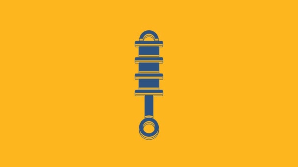 Blue Shock Absorber Icon Isolated Orange Background Video Motion Graphic — Stock video