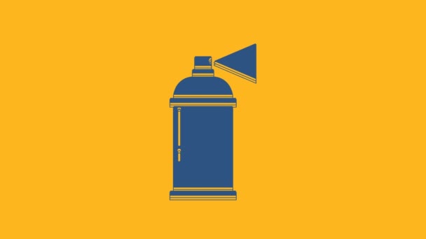 Kék Festék Spray Ikon Elszigetelt Narancssárga Alapon Videó Mozgás Grafikus — Stock videók