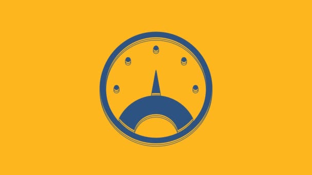 Icône Compteur Vitesse Bleu Isolé Sur Fond Orange Animation Graphique — Video