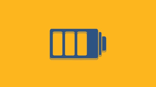 Blue Battery Charge Level Indicator Icon Isolated Orange Background Video — Stock video