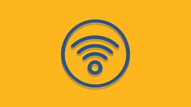 Blaues Symbol Des Drahtlosen Internet Netzwerks Für Isoliert Auf Orangefarbenem — Stockvideo