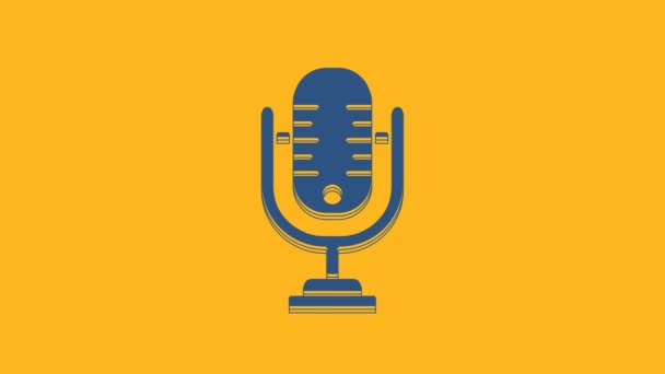 Blue Microphone Icon Isolated Orange Background Air Radio Mic Microphone — 图库视频影像