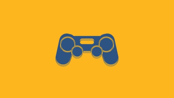 Blue Gamepad Icon Isolated Orange Background Game Controller Video Motion — Stock video