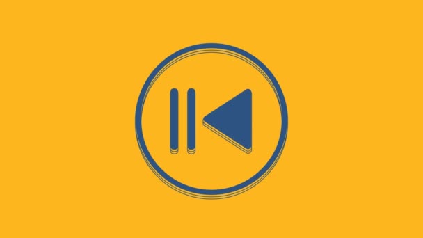 Ikona Blue Rewind Izolovaná Oranžovém Pozadí Grafická Animace Pohybu Videa — Stock video