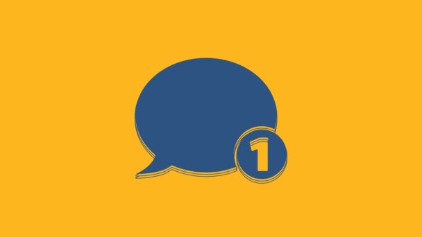 Blue Speech Bubble Chat Icon Isolated Orange Background Message Icon — 图库视频影像