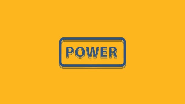 Blue Power Knop Pictogram Geïsoleerd Oranje Achtergrond Begin Met Tekenen — Stockvideo