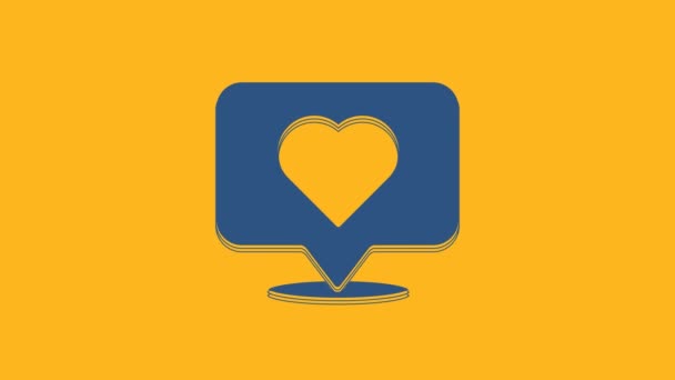 Blue Heart Icon Isolated Orange Background Counter Notification Icon Follower — Stock Video