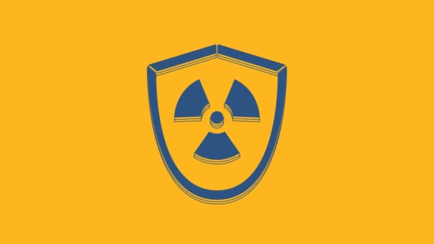 아이콘에 파란색 방사능 주황색 배경에 고립되어 있습니다 방사능의 독성의 상징이지 — 비디오
