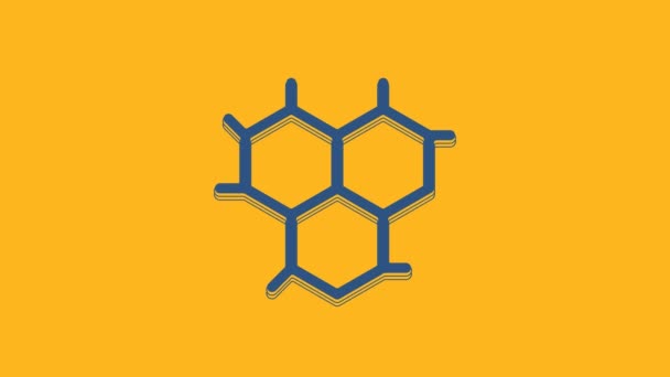 Blue Chemical Formula Icon Isolated Orange Background Abstract Hexagon Innovation — Stock Video