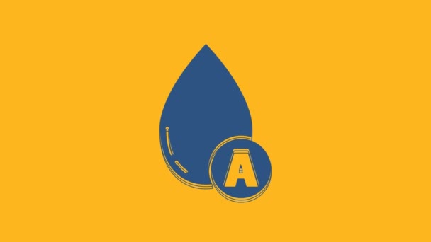 Modrá Voda Kapka Ikona Izolované Oranžovém Pozadí Grafická Animace Pohybu — Stock video